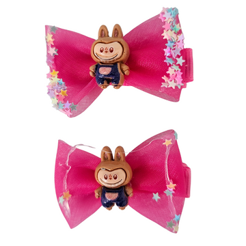 Lahniyo Glitter Star Bow Clips | Adorable Hairpins for Girls
