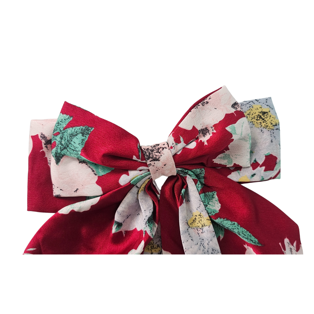 Large Flowing Printed Hair Bow | Unique Designer Fabric Hair Tie