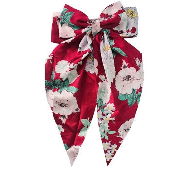 Large Flowing Printed Hair Bow | Unique Designer Fabric Hair Tie
