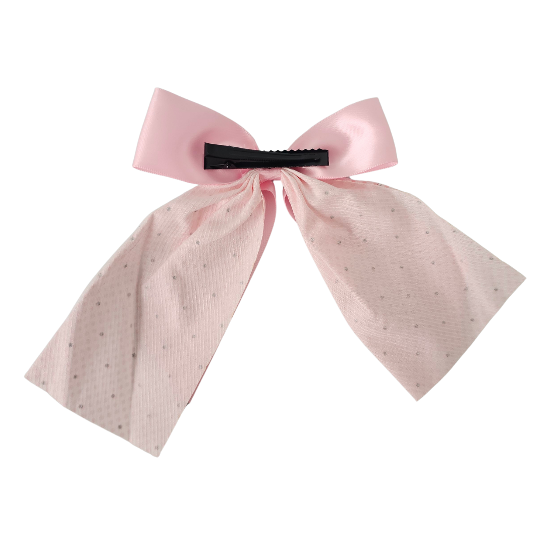 Lahniyo Elegant Satin Ribbon Bow Hair Clip | Sparkling Rhinestone Hair Accessory