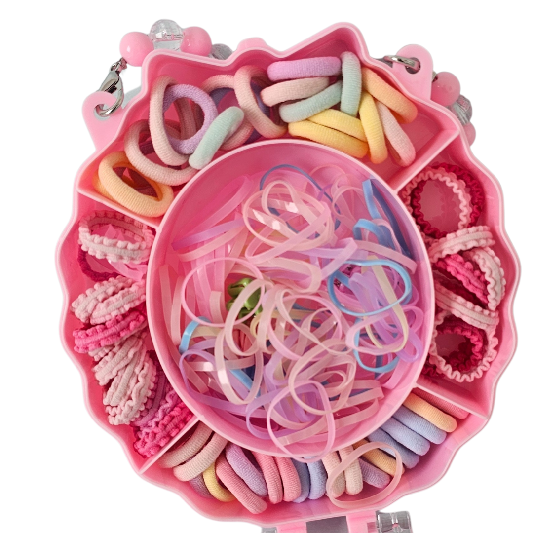 Kids Colorful Ponytail Holders & Rubber Bands with Travel Case | Cute Hair Accessories Gift