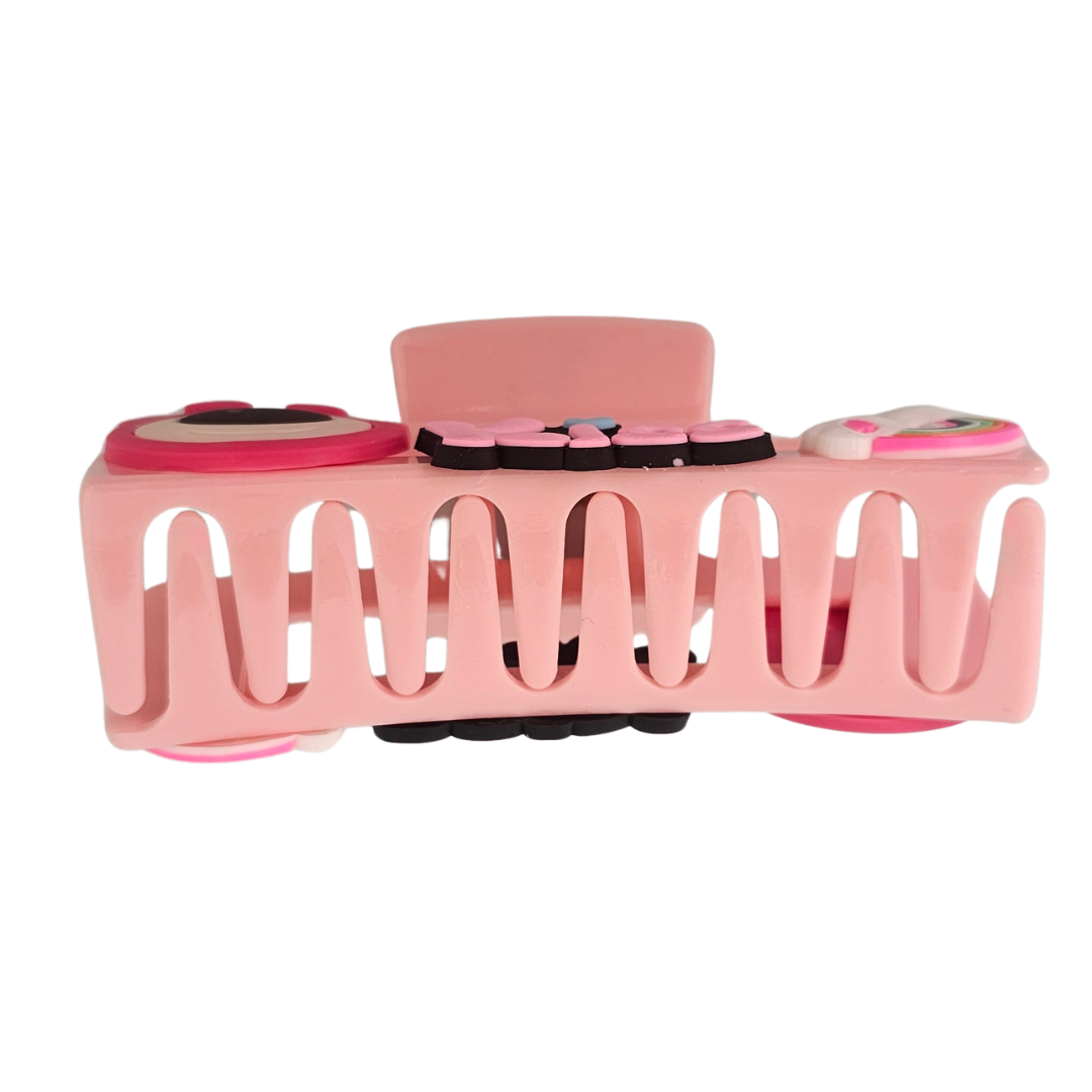 Playful "Kiss" Text Hair Clip | Trendy Rainbow Bear Clutcher