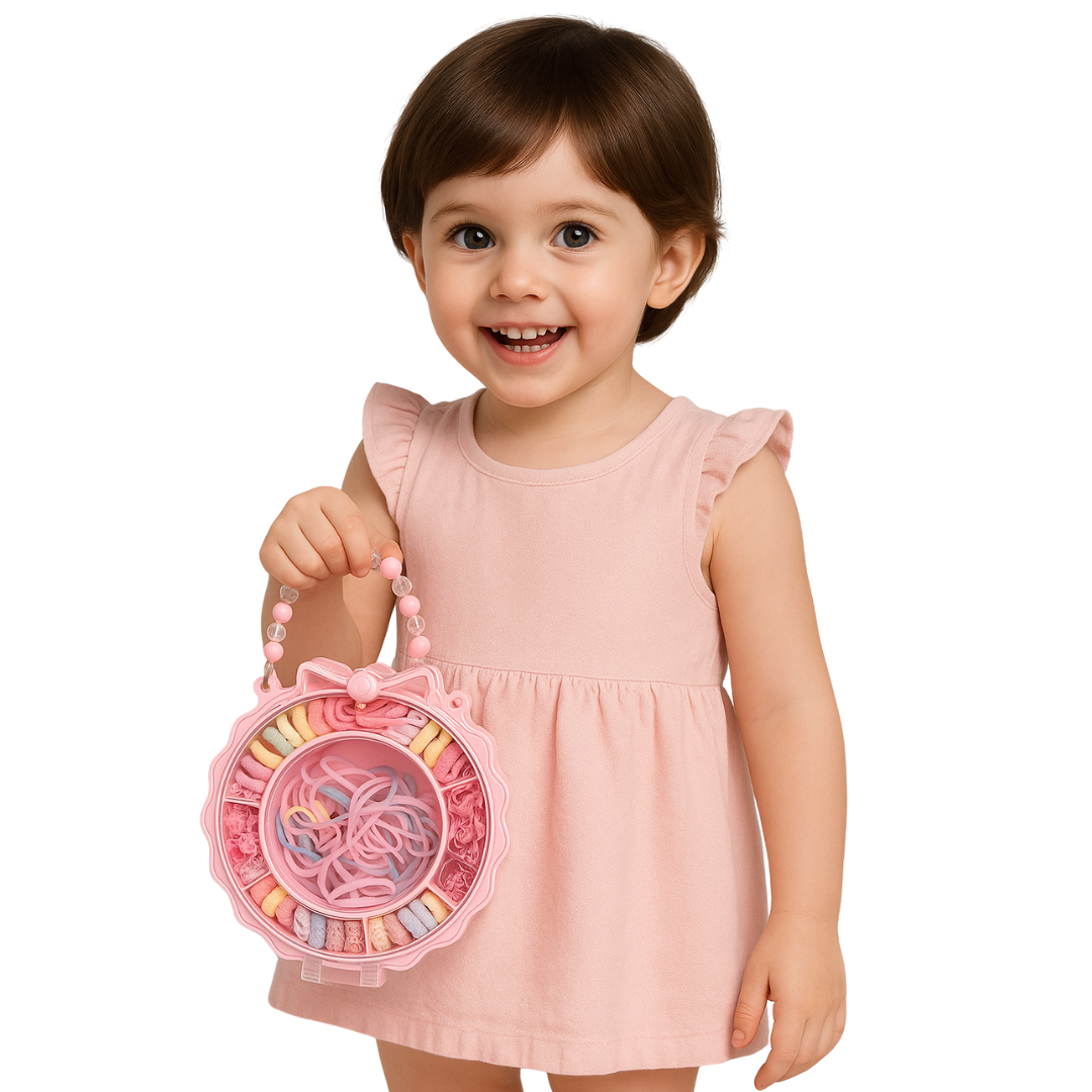 Kids Colorful Ponytail Holders & Rubber Bands with Travel Case | Cute Hair Accessories Gift